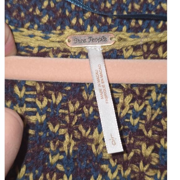 NWT Free People Little Animal Size Large Tunic Sweater Blue Fig Combo - Picture 6 of 9